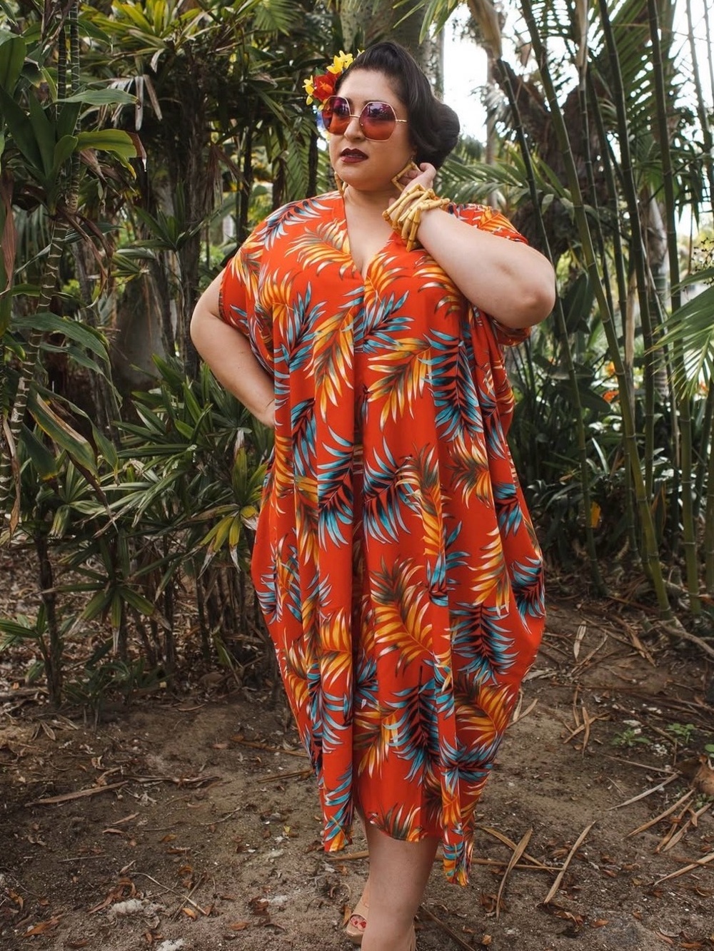 Jennafer Grace Tahitian Palm Caftan XL+